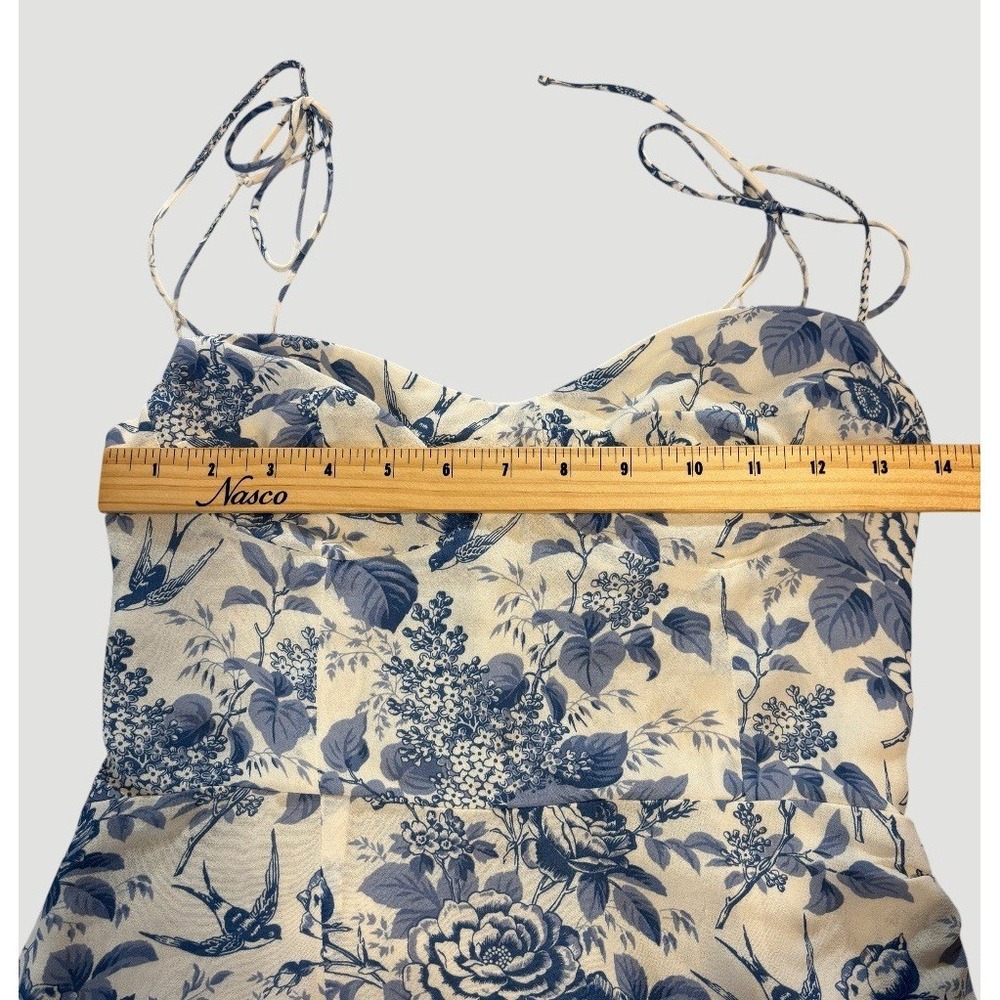 Reformation Blue Floral Cream Midi Slip Dress - Picture 2 of 9